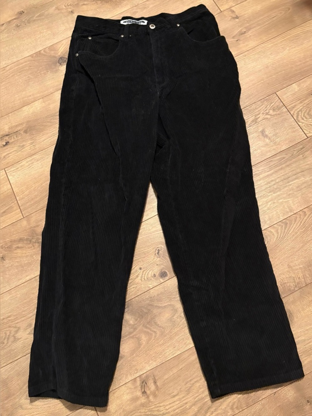 Vintage Anchor Blue Corduroy Pants Black Sz 34x30 Loose Baggy Skater Grunge Y2K